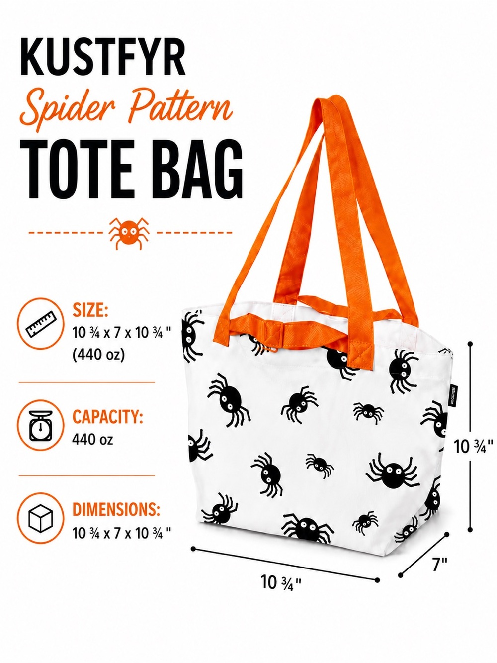 IKEA KUSTFYR Spider Pattern Halloween Tote Bag Set of 2 - Picture 3 of 6